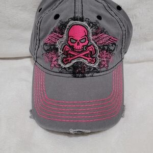Grave Digger Pink Skull Hat Monster Jam